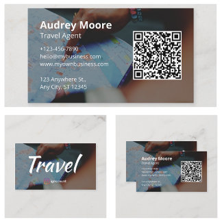 Cartão De Visita Agente de Viagens Código QR Logo
