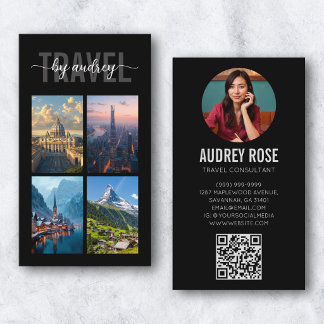 Cartão De Visita Agente de Viagens Consultor Foto Código Qr Preto C