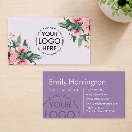 Cartão De Visita Agente Imobiliário Blush Bloom Logo Mauve