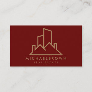 Cartão De Visita Agente Imobiliário Borgonha Casa Telhado Logotipo 
