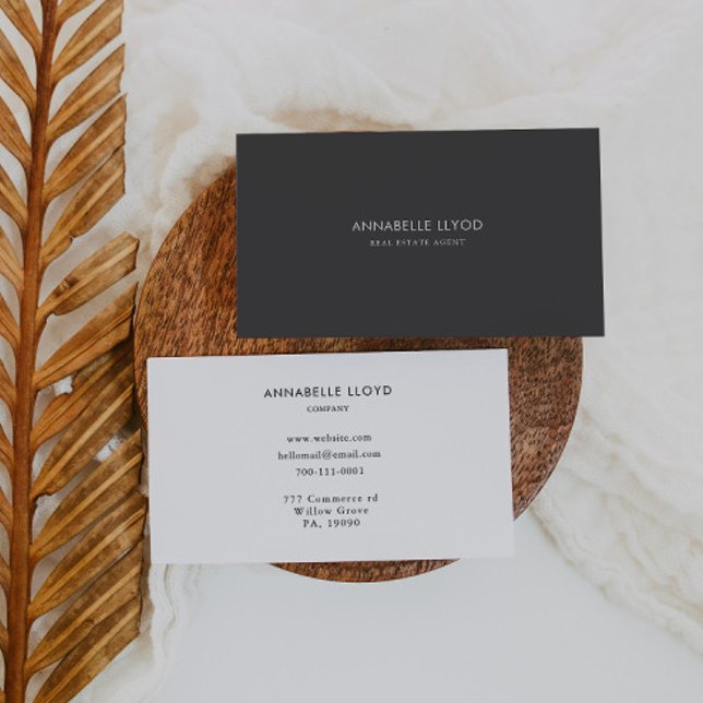 Cartão De Visita Agente Imobiliário Branco da cinza (Criador carregado)