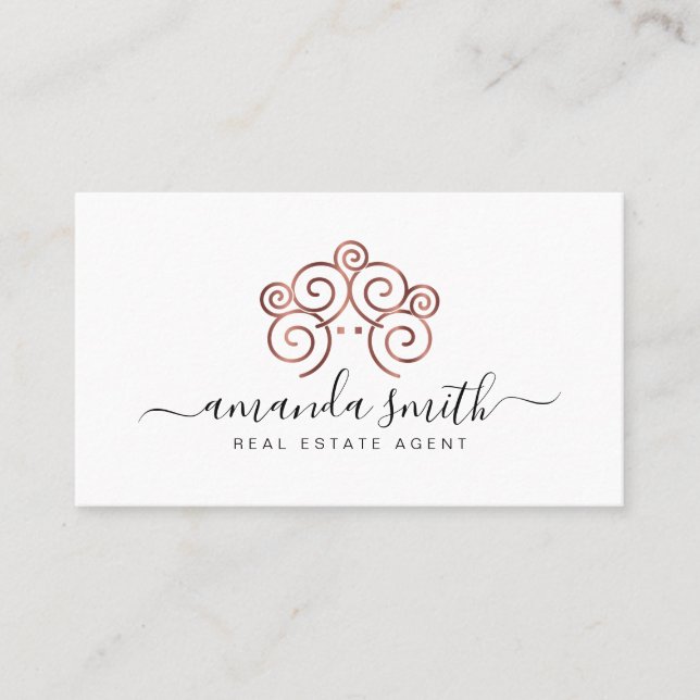 Cartão De Visita Agente imobiliário com depósito de ouro em rosa (Frente)