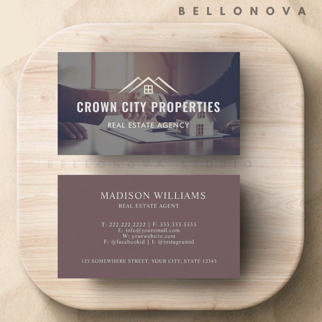 Cartão De Visita Agente imobiliário de handshake de negócios person (Custom Business Handshake Real Estate Agent Business Card)