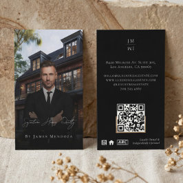 Cartão De Visita Agente Imobiliário de Luxo Profissional Preto Foto