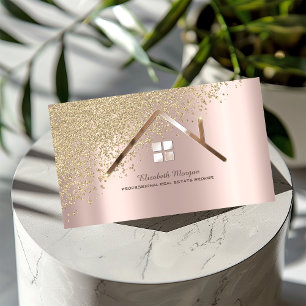 Cartão De Visita Agente imobiliário de ouro diamantes rosa ouro
