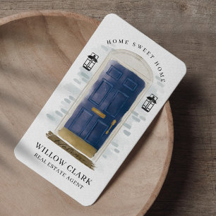 Cartão De Visita Agente Imobiliário de Porta Frontal marinho Blue W