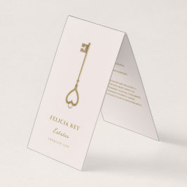 Cartão De Visita Agente Imobiliário Dourado Chave QR Cor-de-rosa-ro