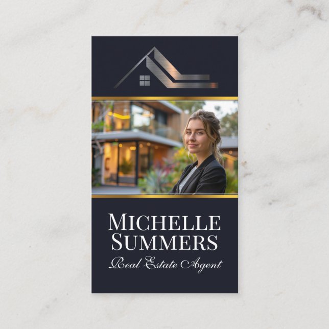 Cartão De Visita Agente imobiliário em frente ao lar moderno (Frente)