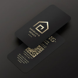 Cartão De Visita Agente Imobiliário Imobiliário Black Faux Dourada