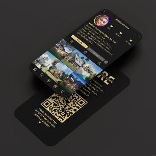 Cartão De Visita Agente Imobiliário Imobiliário Preto Elegante