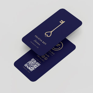 Cartão De Visita Agente Imobiliário Moderno - Azul-Noite