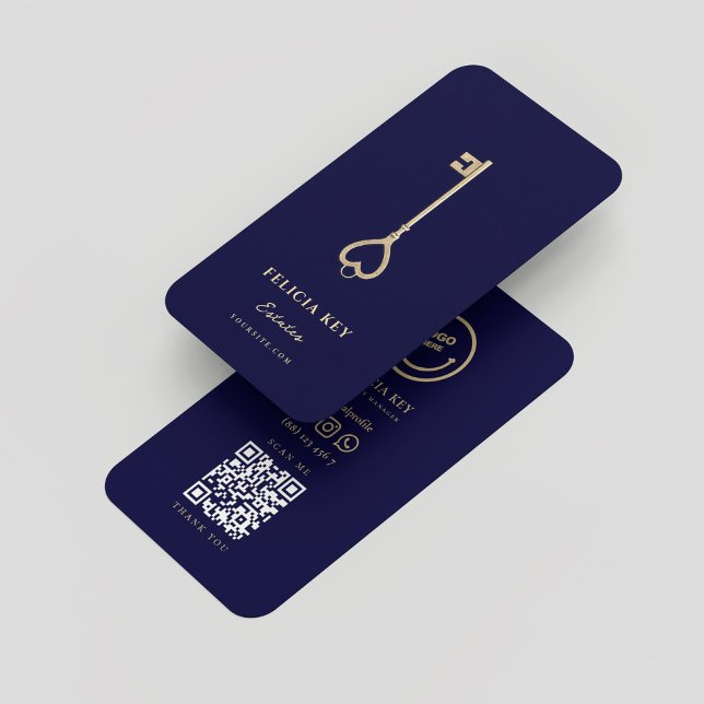 Cartão De Visita Agente Imobiliário Moderno - Azul-Noite (Modern Realtor Real Estate Agent Midnight Blue Business Card)