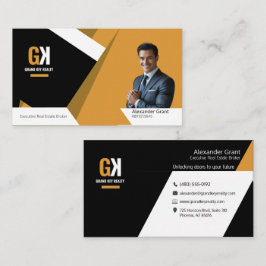 Cartão De Visita Agente Imobiliário Moderno - Preto e Dourado