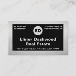 Cartão De Visita Agente Imobiliário Negro e Silver