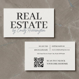 Cartão De Visita Agente Imobiliário Neutro de Código QR Moderno