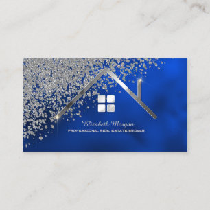 Cartão De Visita Agente Imobiliário Silver House Diamonds Royal Blu