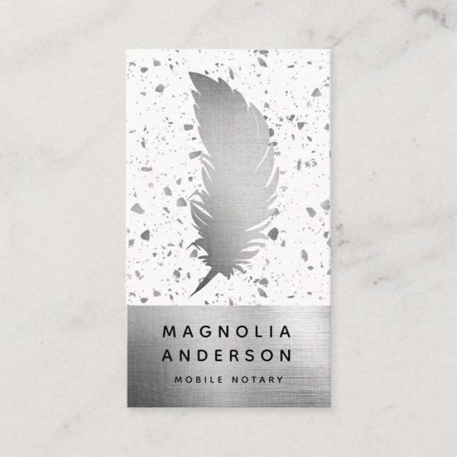 Cartão De Visita Agente Notário de Assinatura Pública Foil Quill (Frente)