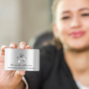 Cartão De Visita Agente Profissional de Imóveis Silver Sell