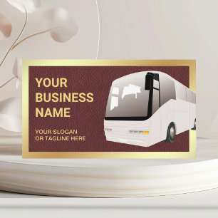 Cartão De Visita Agente Viagem de Ônibus Turístico de Leather Brown