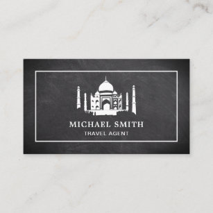 Cartão De Visita Agente Viagem de Tabuleiro Preto Taj Mahal