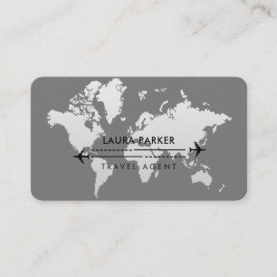 Cartão De Visita Agente Viagem, Serviço de Férias de Mapa do Mund