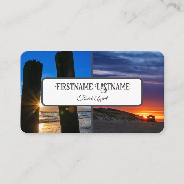 Cartão De Visita agente viagem sunset sky ocean fotografias de prai (Frente)