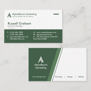 Cartão De Visita Agentes de Marketing Corporativo Moderno Verde Bra