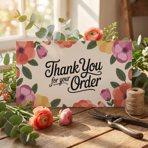 Cartão De Visita Agradecimento de Pequena Empresa Floral