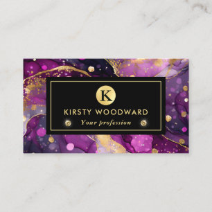 Cartão De Visita Água com púrpura e Dourada com álcool brilhante