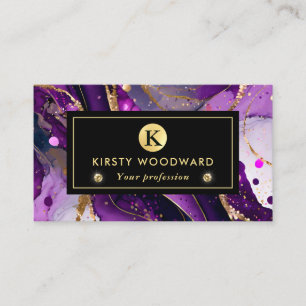 Cartão De Visita Água com púrpura e Dourada com álcool brilhante