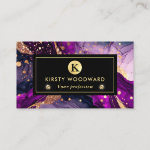 Cartão De Visita Água com púrpura e Dourada com álcool brilhante