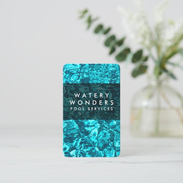 Cartão De Visita Água Estimula Jardineiro de Limpeza de Piscinas (Em pé/Frente)