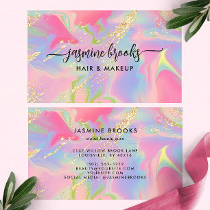 Cartão De Visita Água-forte Opala Rosa Brilho Dourado