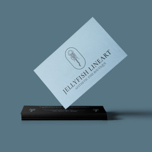 Cartão De Visita Água-viva Náutica do Oceano Negro Azul