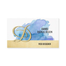 Aguarela azul Dourado Monogrammed profissional