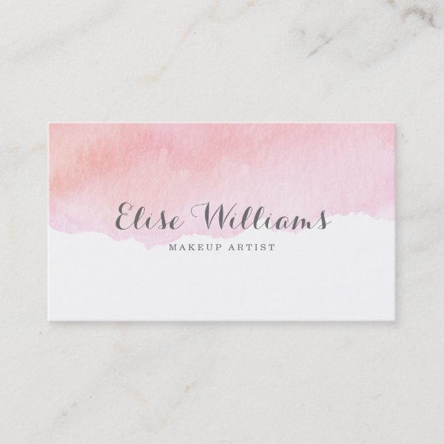 Cartão De Visita Aguarela cor-de-rosa (Frente)