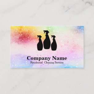 Cartão De Visita Aguarela elegante do brilho do serviço da limpeza