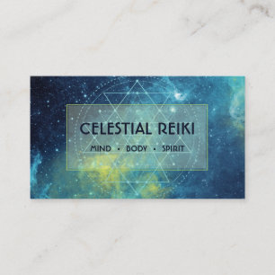 Cartão De Visita Aguarela moderna   Reiki da galáxia da nebulosa