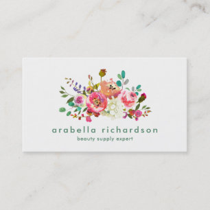 Cartão De Visita Aguarela na moda floral