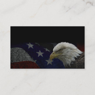 Cartão De Visita Águia Balda Americana na Bandeira
