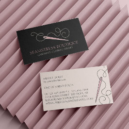 Cartão De Visita Agulha de Alfaiate Costureira Preta Rosa