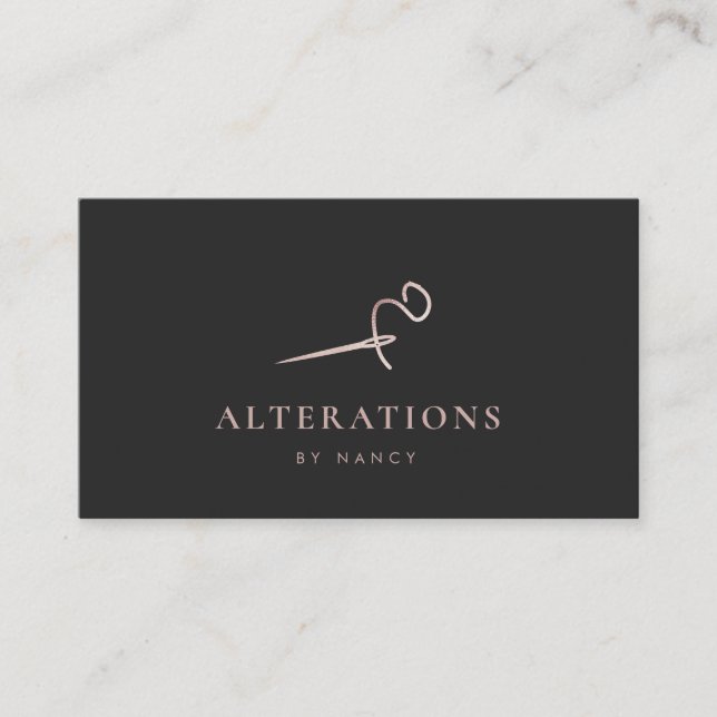 Cartão De Visita Agulha de Rosa de rosca de costura com brilho Dour (Frente)