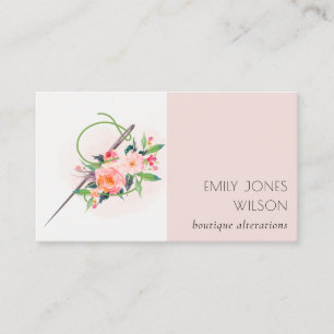 Cartão De Visita Agulha Rosa Esbranquiçada Alcatrão Floral
