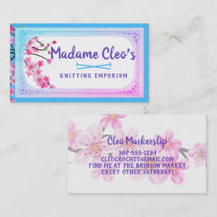 Cartão De Visita Agulhas de tricô cor-de-cereja