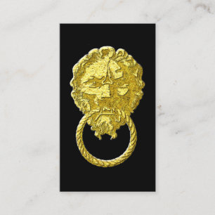 Cartão De Visita Aldrava de porta Dourado do leão do vintage