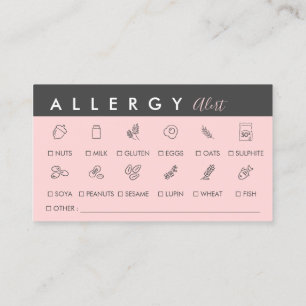 Cartão De Visita Alerta de Alergia Alimentar Black Pink