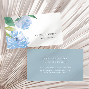 Cartão De Visita Algo Azul Watercolor Floral