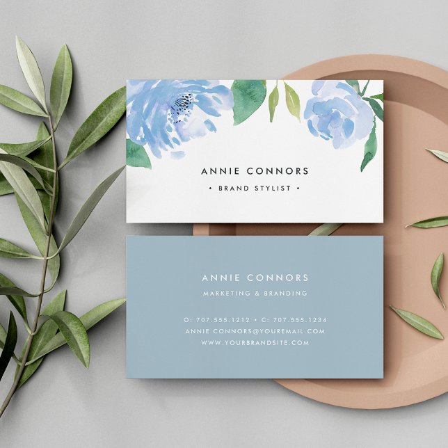 Cartão De Visita Algo Azul | Watercolor Floral (Criador carregado)