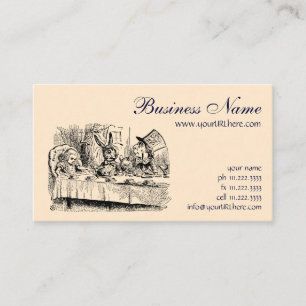 Cartão De Visita Alice no País das Maravilhas Vintage, Cena do Chá 