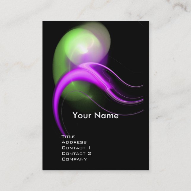 Cartão De Visita ALIENÍGENA PEARL MONOGRAM Vibrante, preto, verde-r (Frente)